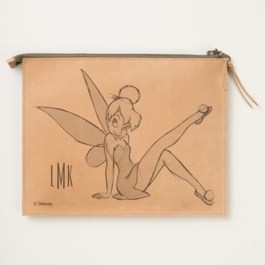 Sketch Tinker Bell | Monogram Leather Travel Pouch (Back)