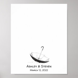 Sketch Umbrella Thumbprint Guestbook