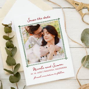 Sketch Whimsical Hand Drawn Square Photo Wedding Save The Date