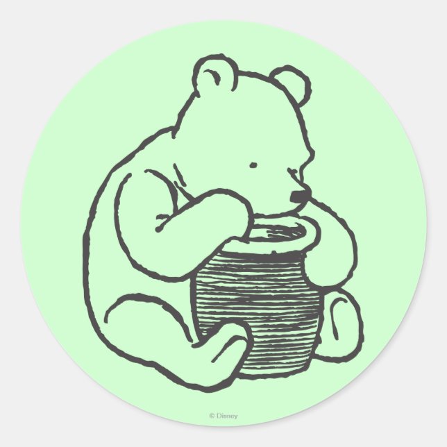 Sketch Winnie the Pooh 3 Classic Round Sticker (Front)