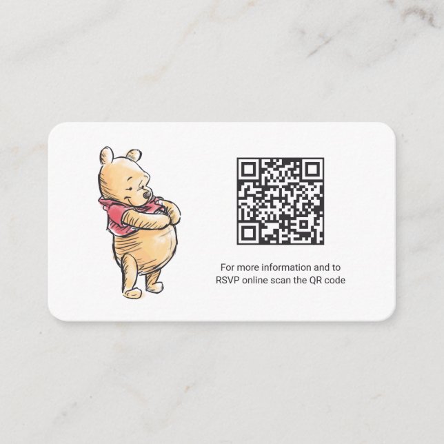 Sketch Winnie the Pooh  Baby Shower Gift Registry Enclosure Card (Front)