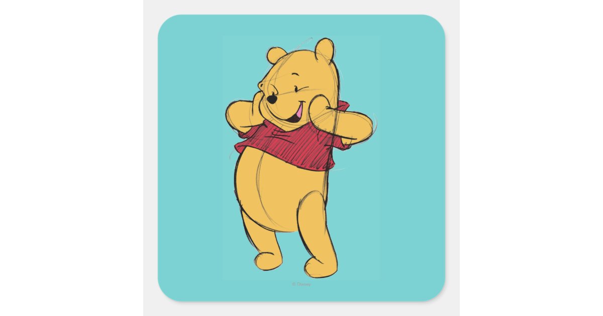 Sketch Winnie the Pooh Square Sticker | Zazzle