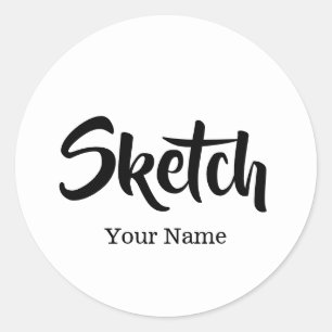 Sketch with Your Name Personalized Round Stickers