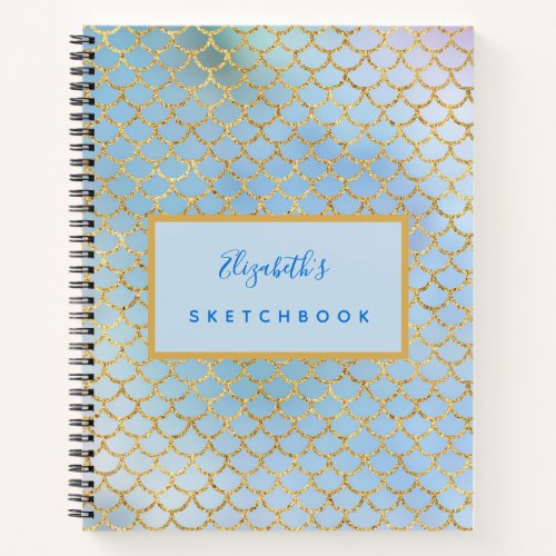 Sketchbook blue mermaid scales name drawings notebook