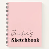 Bold Pink Black Personalized Sketchbook Your Name Notebook