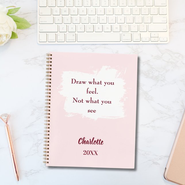 Sketchbook blush pink inspirational quote notebook (Creator Uploaded)