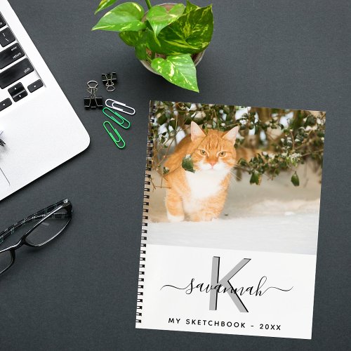 Sketchbook cat pet photo monogram notebook