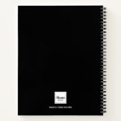 Sketchbook custom photo black white monogram notebook (Back)