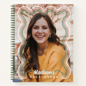 Sketchbook Custom Photo Retro Wavy Rainbow Border Notebook (Front)