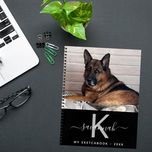 Sketchbook dog pet photo monogram notebook