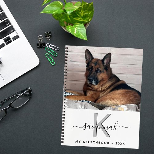 Sketchbook dog pet photo monogram notebook