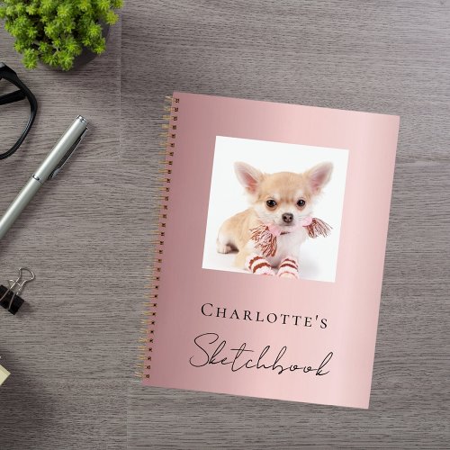 Sketchbook dog pet photo pink notebook