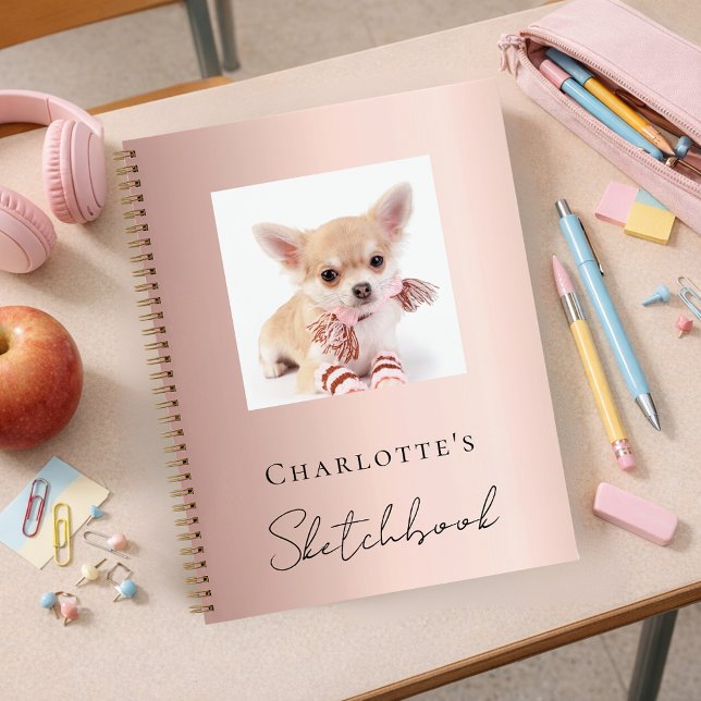 Sketchbook dog pet photo rose gold notebook (Creator Uploaded)
