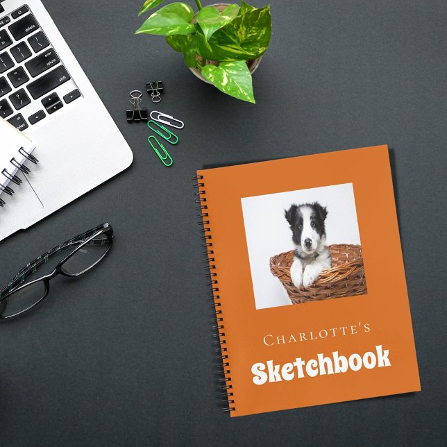 Sketchbook dog pet photo script burnt orange notebook (Creator Uploaded)