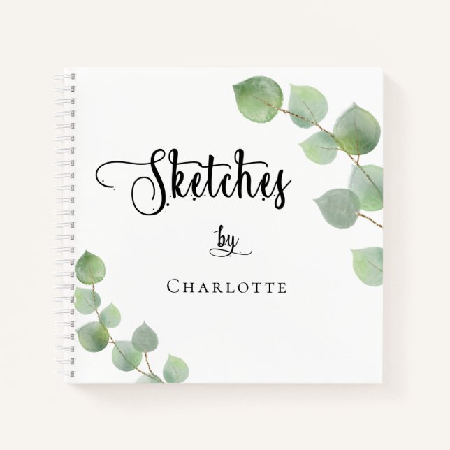Sketchbook eucalyptus greenery script notebook (Front)