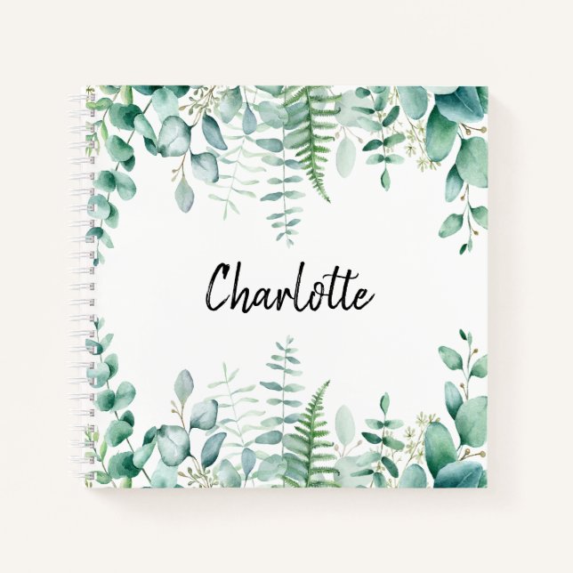 Sketchbook eucalyptus greenery woodland ferns notebook (Front)