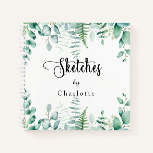 Sketchbook eucalyptus greenery woodland ferns notebook
