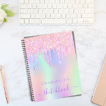 Sketchbook Glitter Drips Holographic Unicorn Pink Notebook at Zazzle