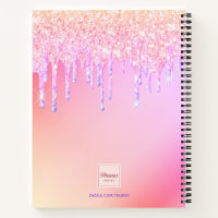 Sketchbook glitter drips holographic unicorn pink notebook