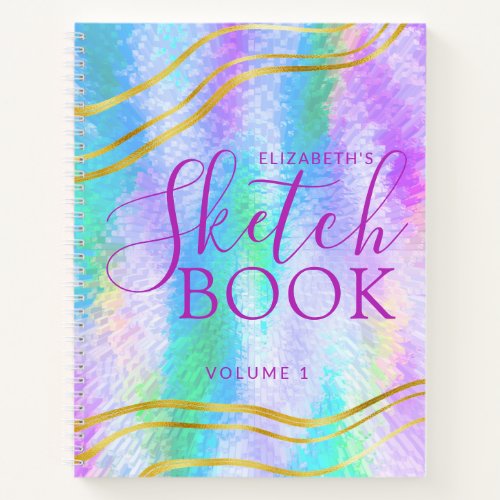 Sketchbook Iridescent Holographic Name Notebook