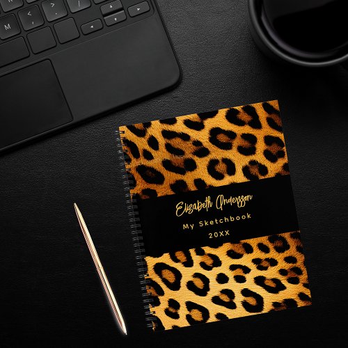 Sketchbook leopard pattern brown black notebook