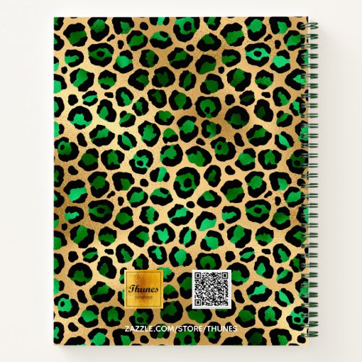 Sketchbook leopard pattern emerald green gold notebook Zazzle