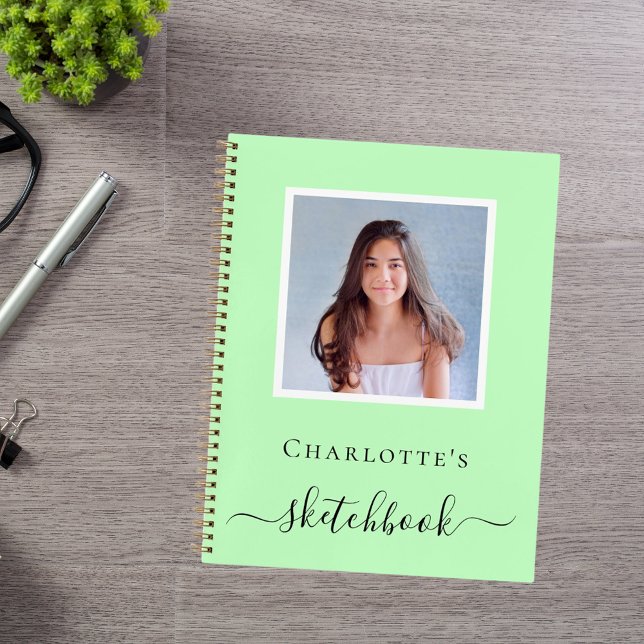 Sketchbook mint green photo typography notebook (Creator Uploaded)