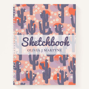 Sketchbook Modern Cactus Personalized Notebook