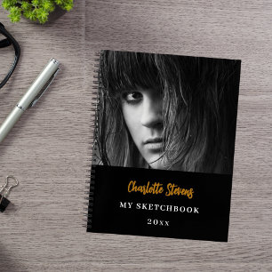 Sketchbook photo black white gold notebook
