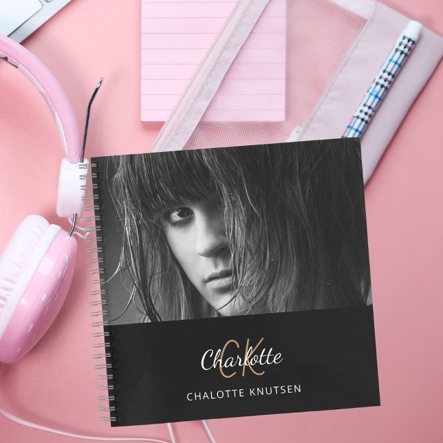 Sketchbook photo black white monogram notebook (Creator Uploaded)