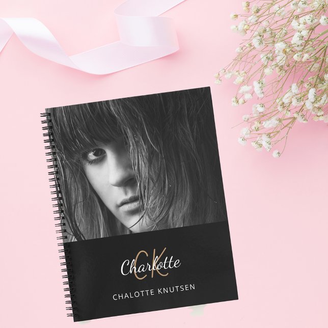 Sketchbook photo black white monogram notebook (Creator Uploaded)