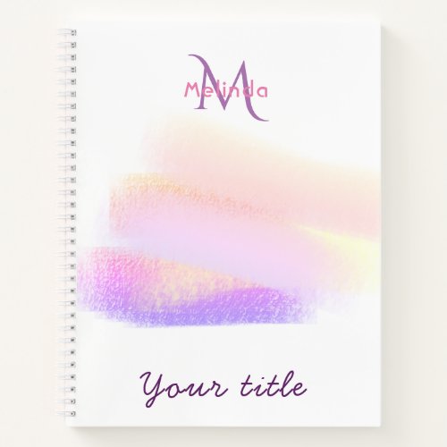 Sketchbook  purple golden brush strokes name notebook