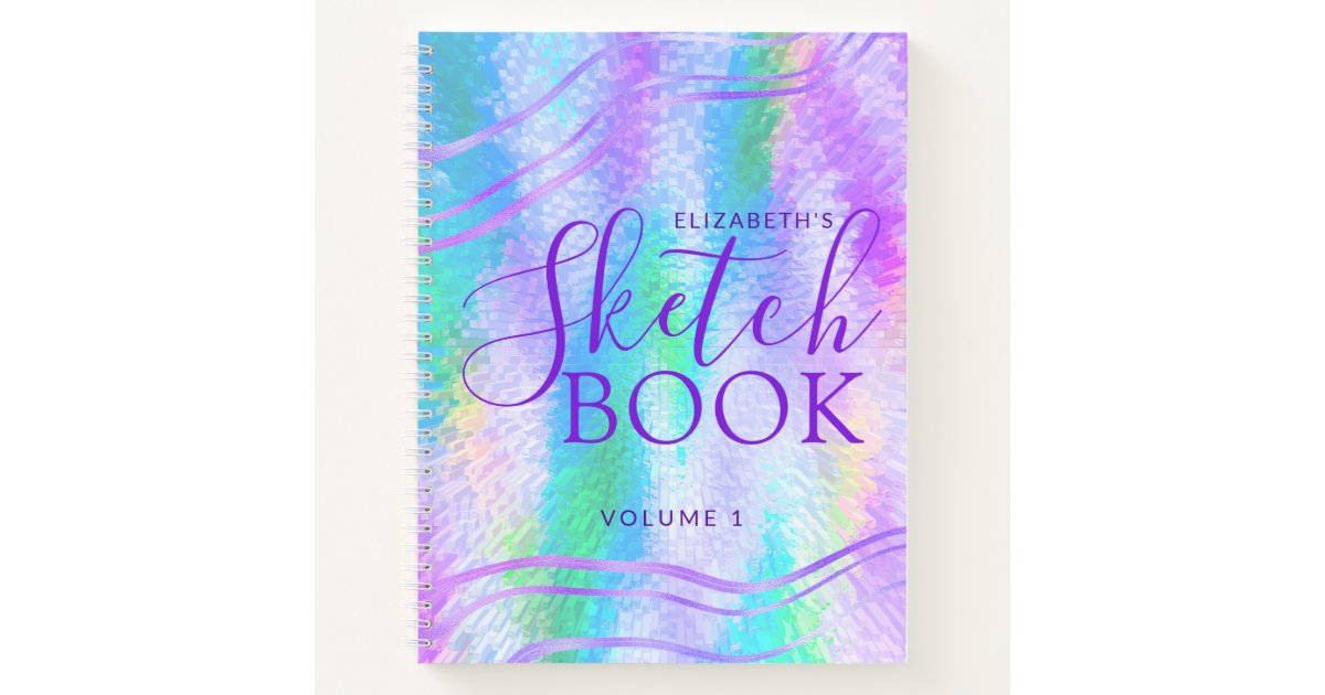 Holographic Hot Pink Glitter Drips Sketchbook Notebook