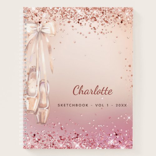 Sketchbook rose gold pink glitter ballet dance notebook Sketchbook rose gold pink glitter ballet dance notebook