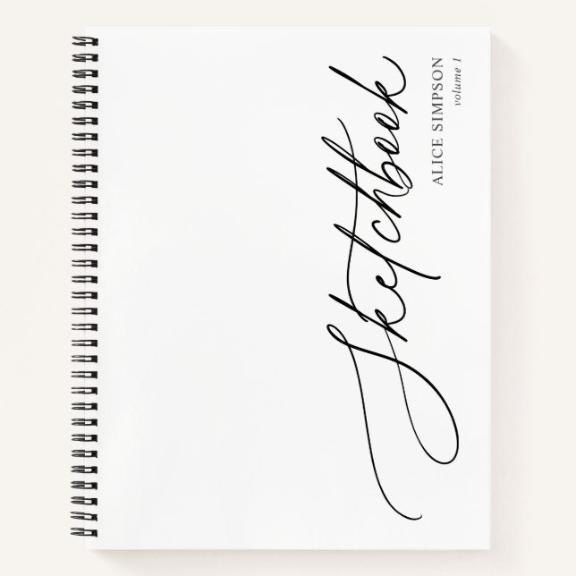 Sketchbook Script Calligraphy Minimalist Notebook (Front)
