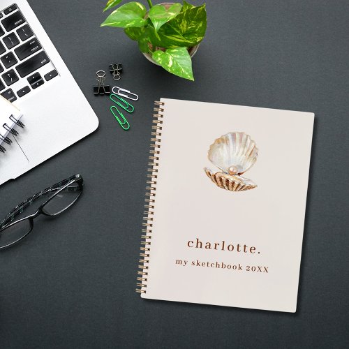 Sketchbook sea shell pearl beige modern notebook