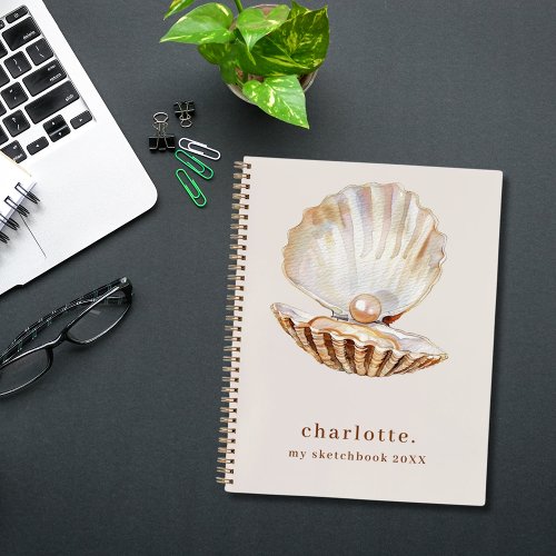 Sketchbook sea shell pearl beige modern notebook