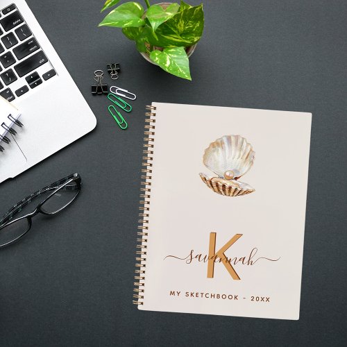 Sketchbook sea shell pearl beige monogram notebook