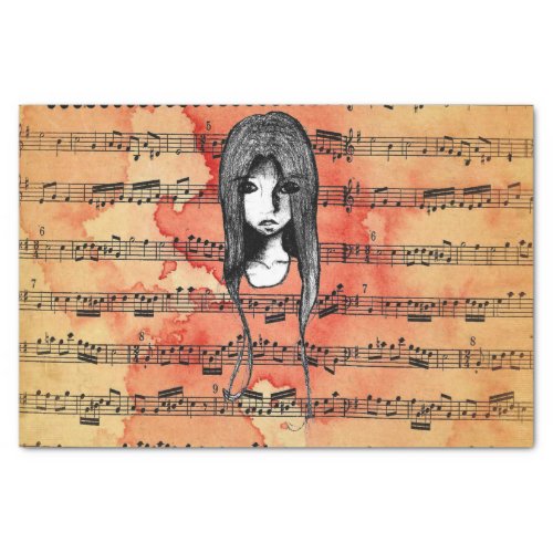 Sketchbook Sketch Grunge Girl Tissue Paper