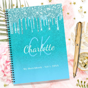 Teal Personalized Sketchbook Name Notebook, Zazzle