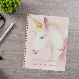 Sketchbook unicorn pink girl notebook