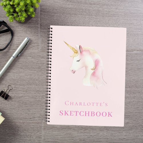 Sketchbook unicorn pink girl notebook