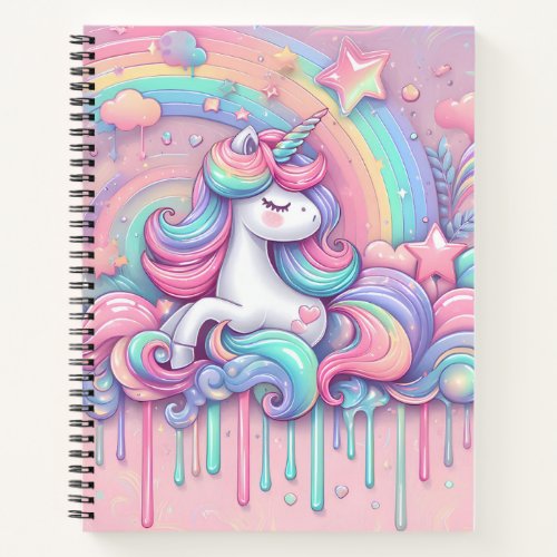 Sketchbook unicorn pink gold stars notebook