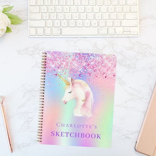 Sketchbook unicorn pink holographic notebook