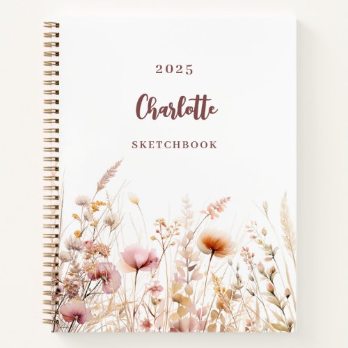 Sketchbook wildflower meadow pink beige notebook