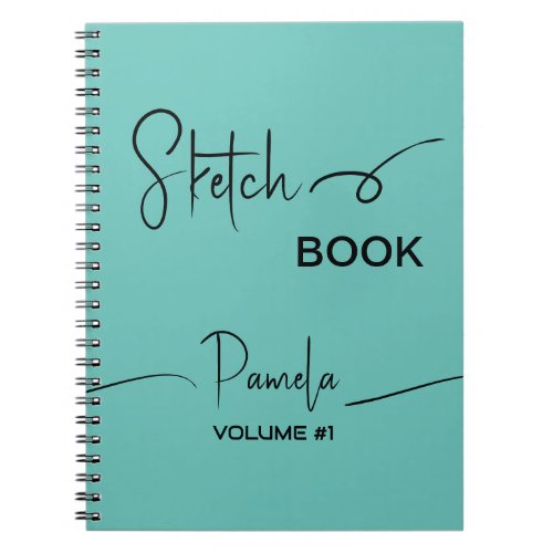 Sketchbook Your Name Script Teal Blue Notebook