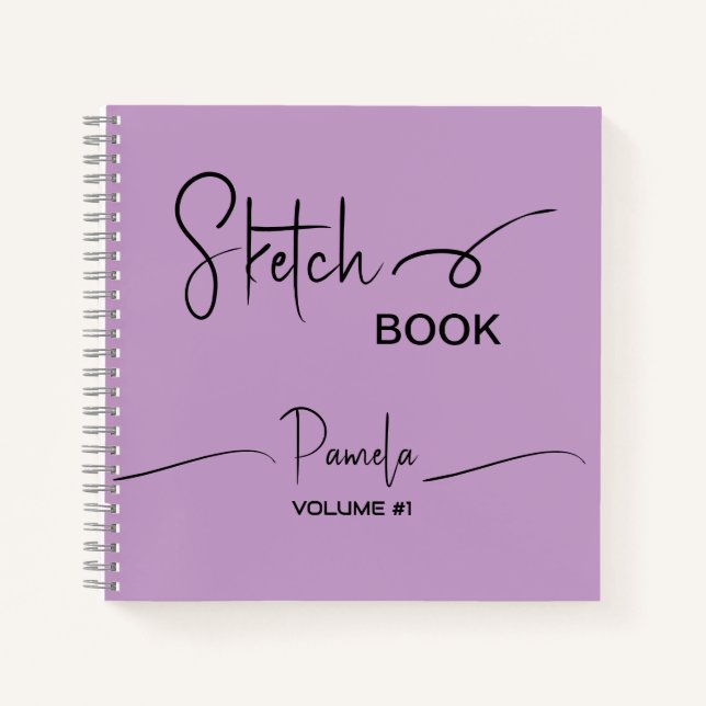 Sketchbook Your Name Script Teal Blue Notebook (Front)