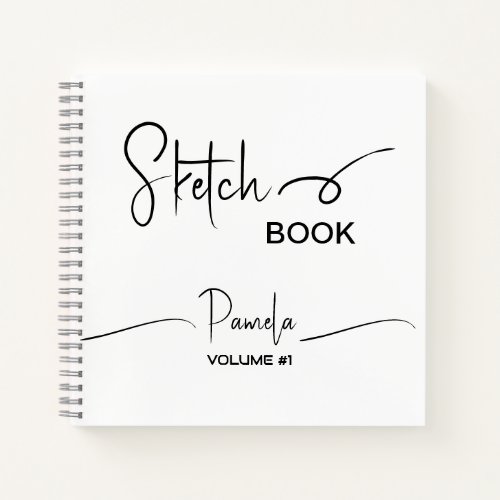 Sketchbook Your Name Script Teal Blue Notebook