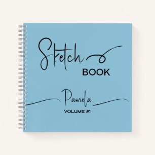 Sketchbook Your Name Script Teal Blue Notebook