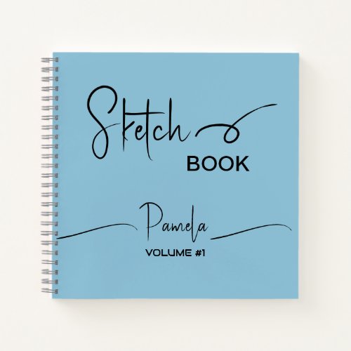 Sketchbook Your Name Script Teal Blue Notebook